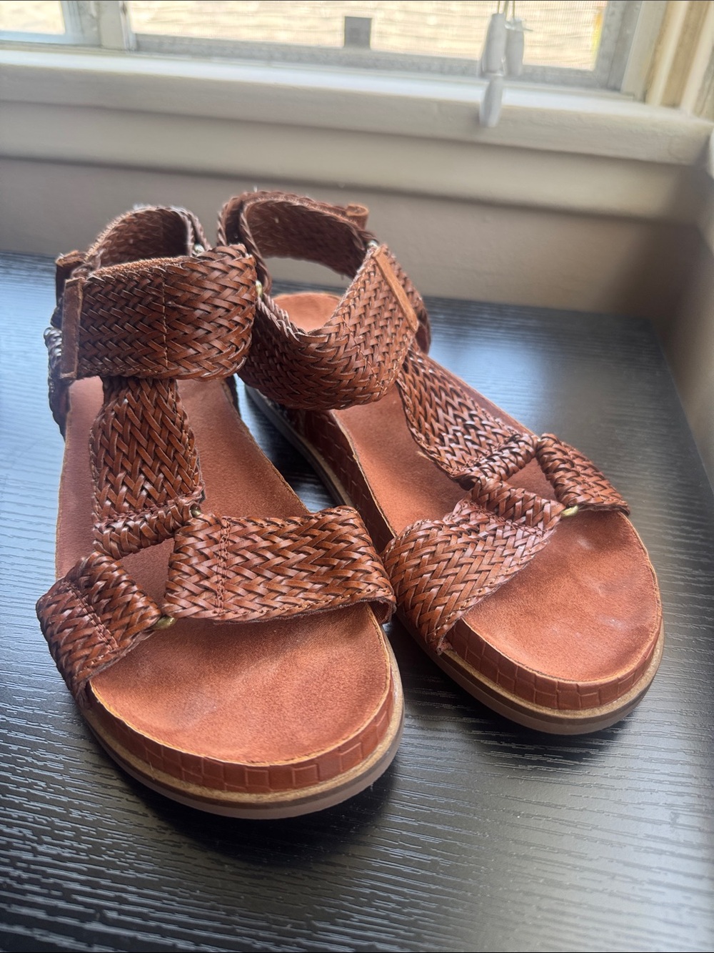 Kelsi Dagger Woven Leather Sandals in Brown (only worn once)